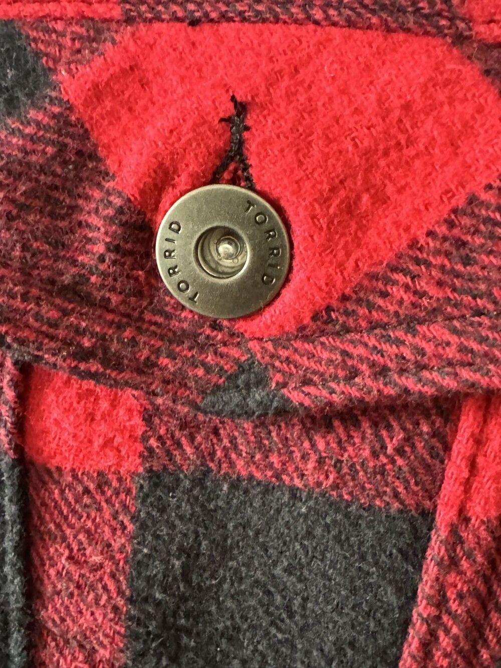 TORRID Buffalo Plaid Moto/Trucker Jacket Womens 2XL Red Cropped Coat 100% Cotton - Picture 6 of 9